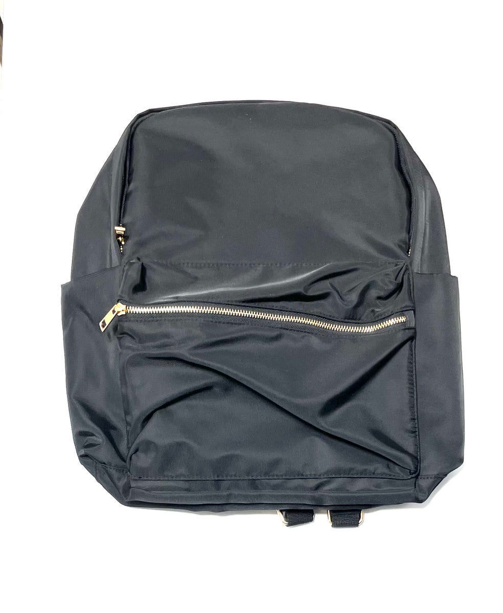 black pu leather school backpack with gold zipper Black Backpack with Gold Zipper – Aiden + Ollie