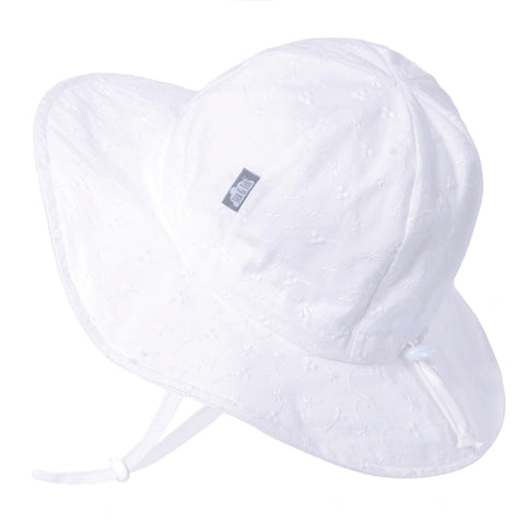 White Eyelet Cotton Floppy Sun Hat