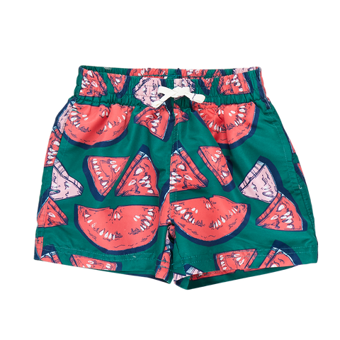 Green Watermelon Puzzle Boy’s Swim Trunk