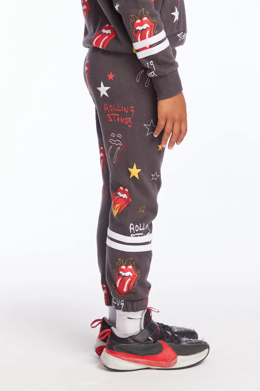 Rolling Stones - Tongue Logo w/Stars Vintage Black Lounge Pant Rolling Stones - Tongue Logo w/Stars Vintage Black Lounge Pant