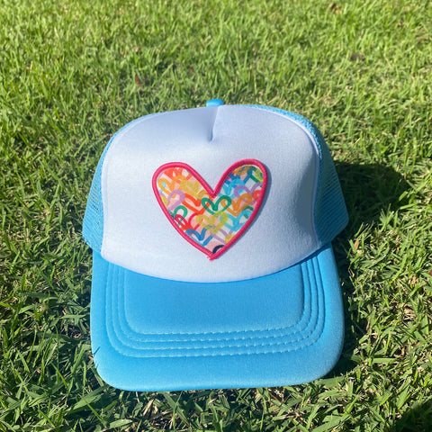 Light Blue Heart Trucker Hat