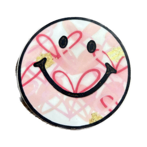 MK Decker Water Bottle Sticker - Pink Hearts Smiley