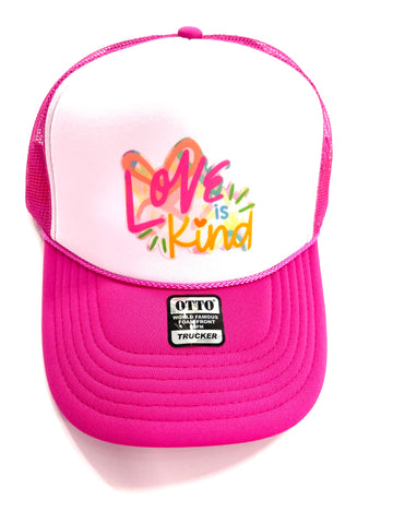 Hot Pink Love Is Kind Trucker Hat