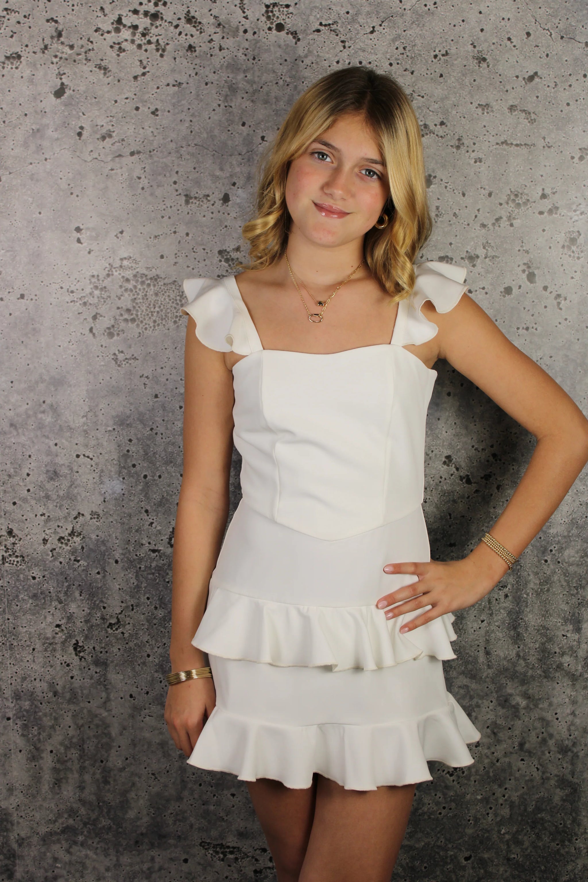 White Tiered Ruffle Dress 10