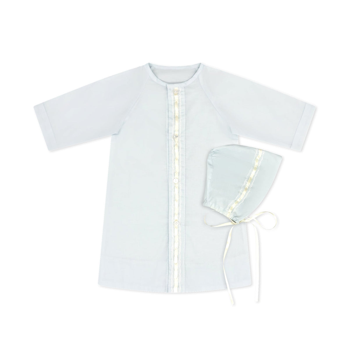 Blessings Blue Original Daygown Set with Ecru Satin Ribbon – Aiden + Ollie