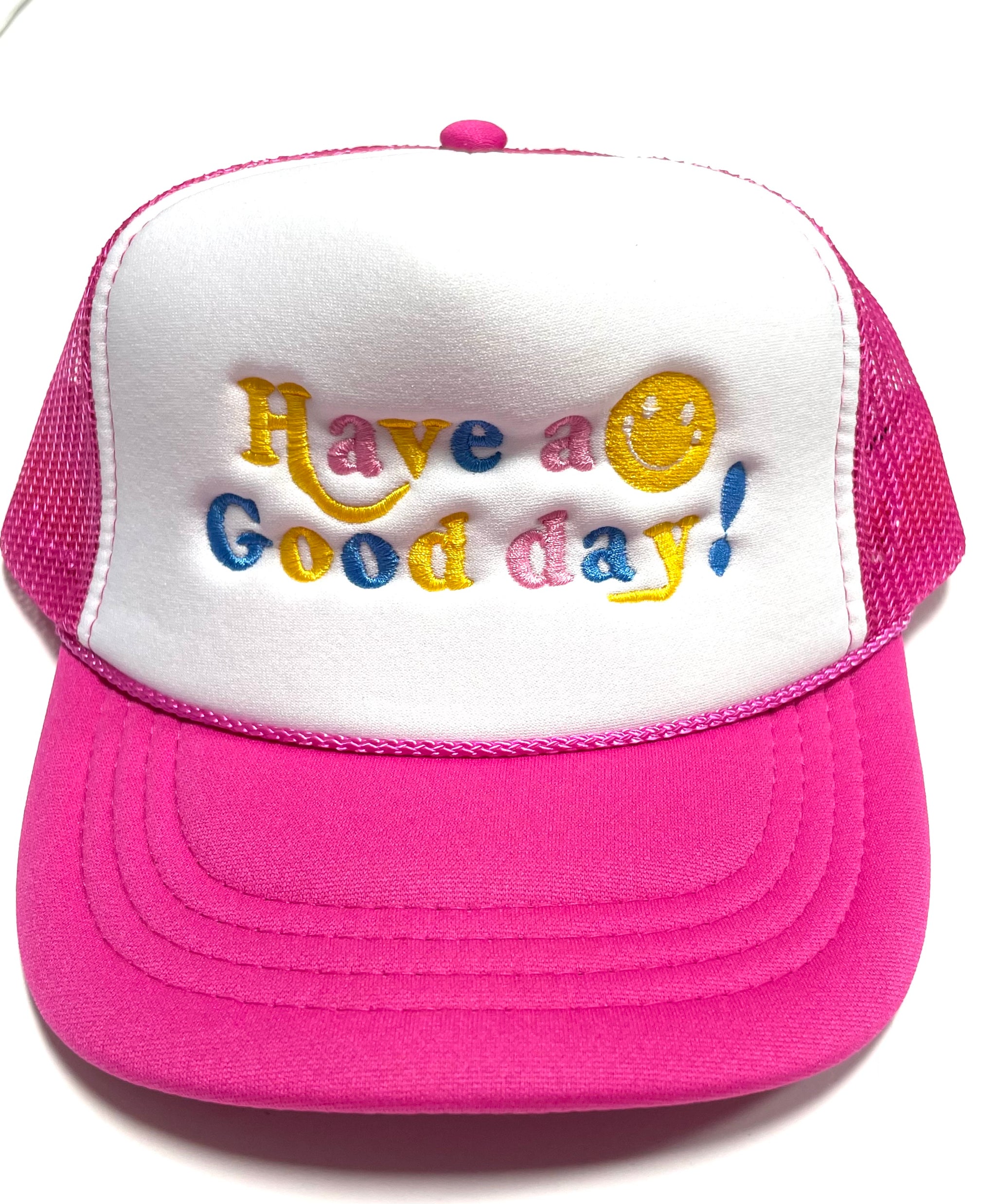 Have A Good Day Hot Pink Foam Mesh Trucker Hat - Youth  display picture 3