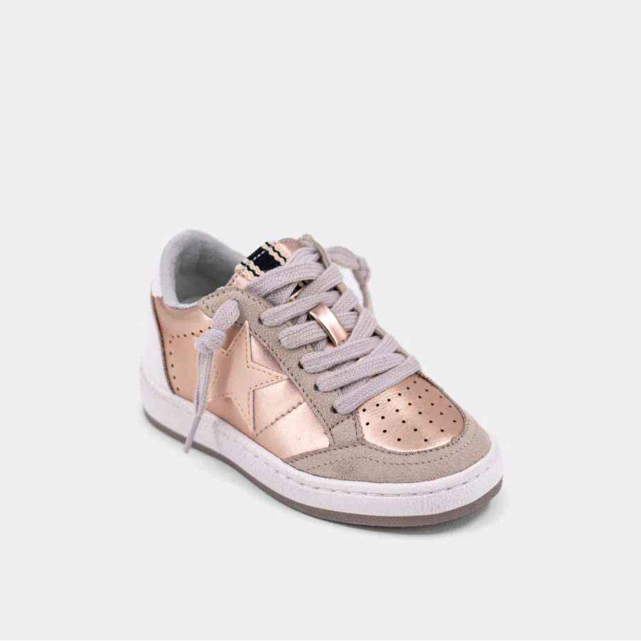 Pink and gray sneaker on a white background