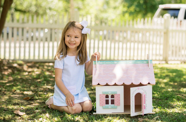 Blue-Pink Mini Gingham Faith Dress