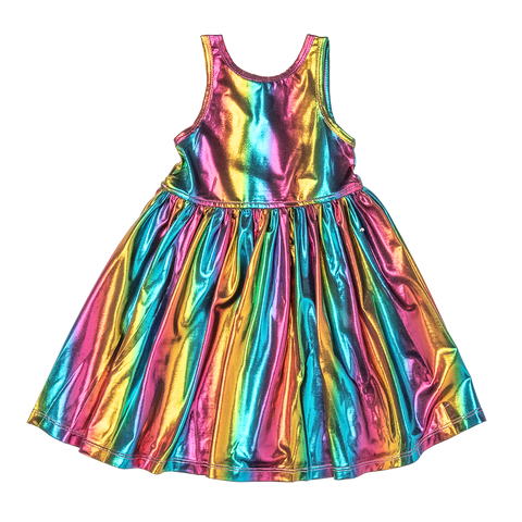 Dark Rainbow Liza Lame Dress - Kids