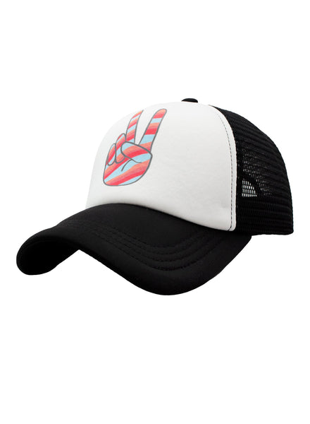 Red/Blue Peace Sign Trucker Hat