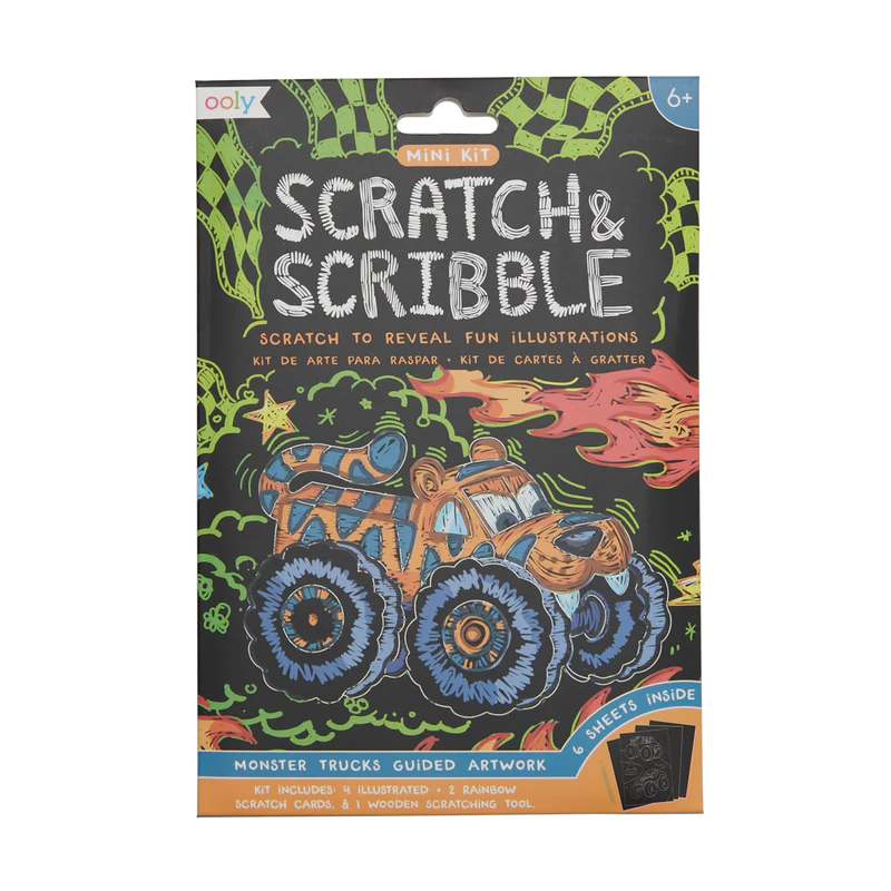 Mini Scratch and Scribble Art Kit - Monster Trucks