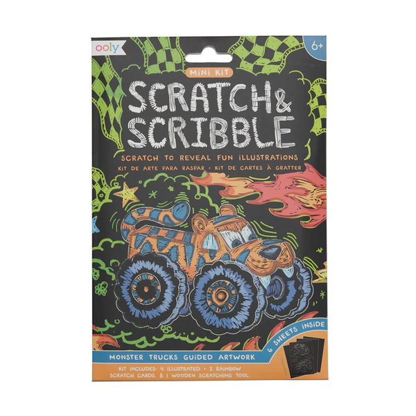 Mini Scratch and Scribble Art Kit - Monster Trucks
