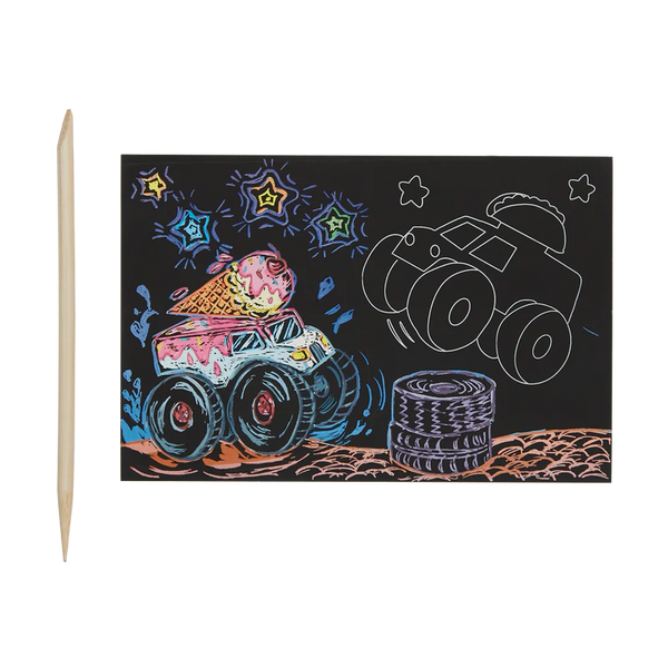 Mini Scratch and Scribble Art Kit - Monster Trucks