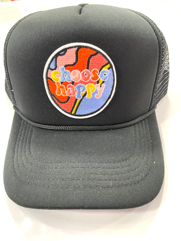Choose Happy Trucker Hat - Black