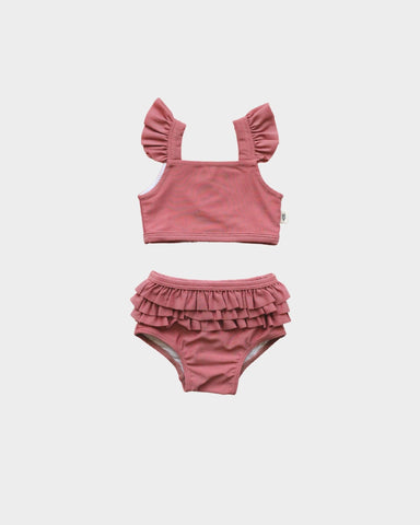 Dark Rose Girl’s Ruffle Two-Piece Swim Suit