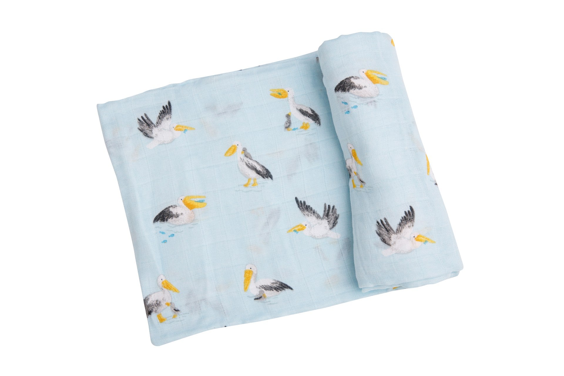 Pelicans Swaddle Blanket - Blue