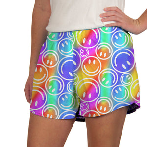Rainbow Smiley Face Steph Shorts - Kids
