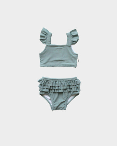Teal Green Girl’s Ruffle Two-Piece Swim Suit