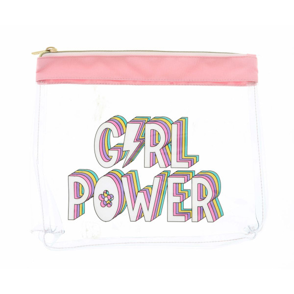 Girl Power Zipper Pouch, Clear Vinyl