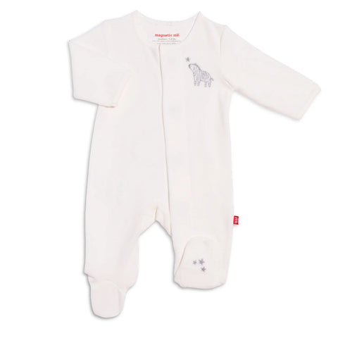 Layette Embroidery Velour Magnetic Footie