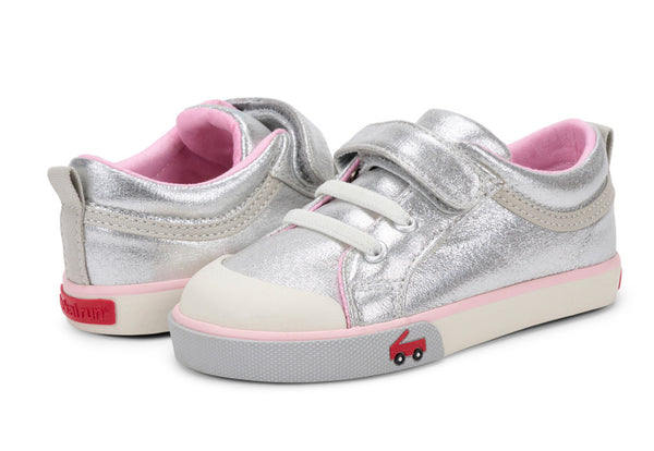 Kristin Silver/Pink Lowtop - LIttle Kid Shoes