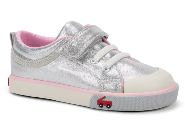Kristin Silver/Pink Lowtop - LIttle Kid Shoes