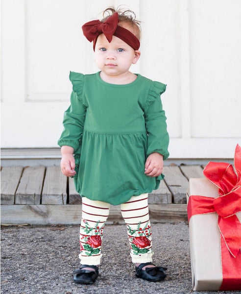 Footless Ruffle Tights - Winterberry Floral